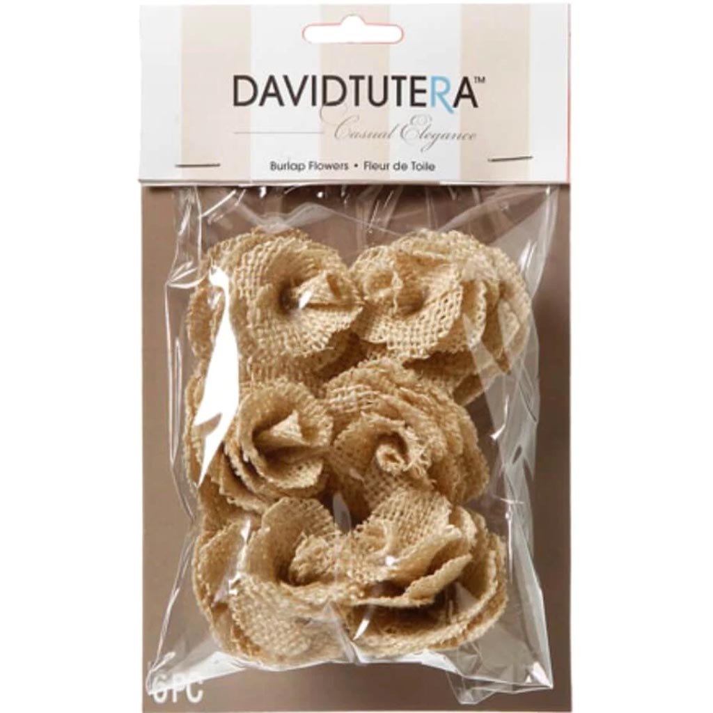 David Tutera Burlap Flowers Cream 2.5 x 1 inches 6 pieces