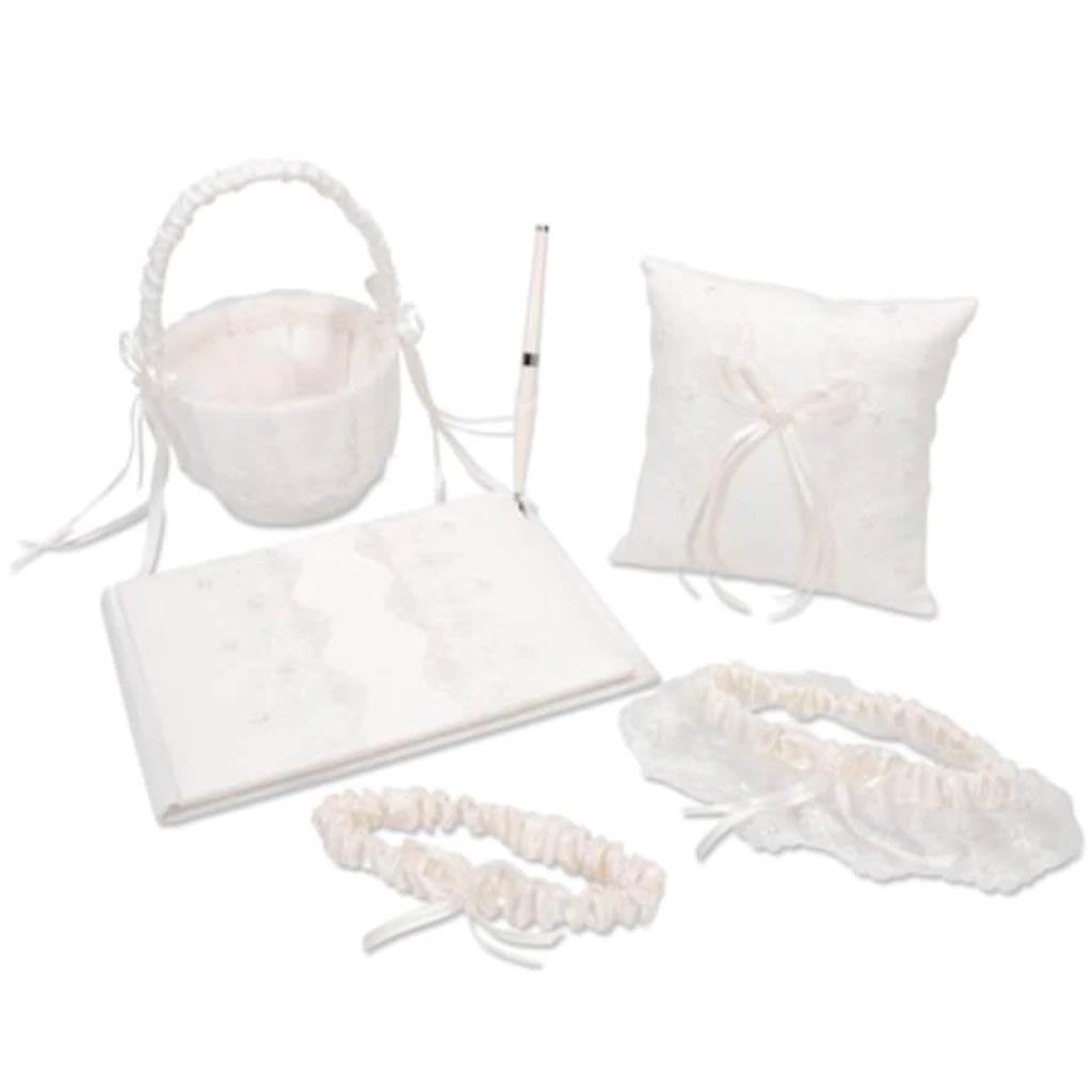 Deluxe Guest Book Set Ivory with Pearl Accent