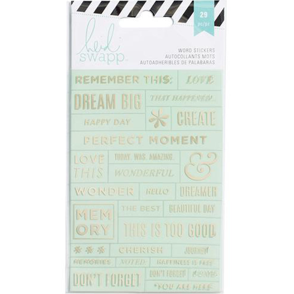 Heidi Swapp Word Jumble Stickers Mint/ Pink & Gold Phrase Stickers