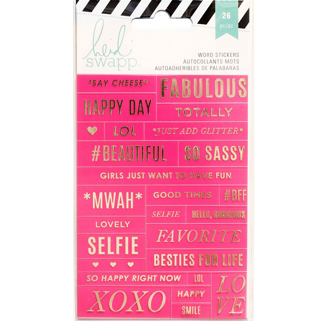 Heidi Swapp Word Jumble Stickers Mint/ Pink & Gold Phrase Stickers