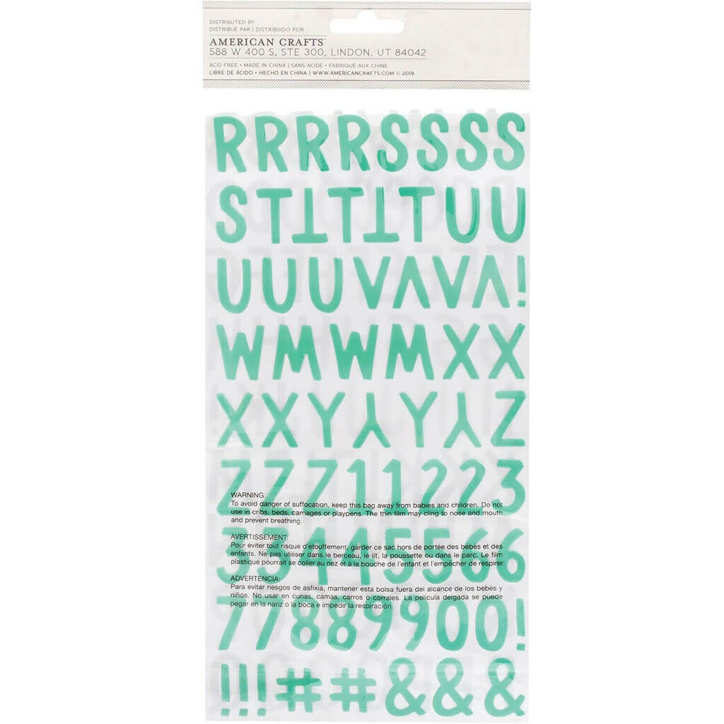Pebbles Girl Thickers Alpha Stickers Glitter Puffy Alphabet