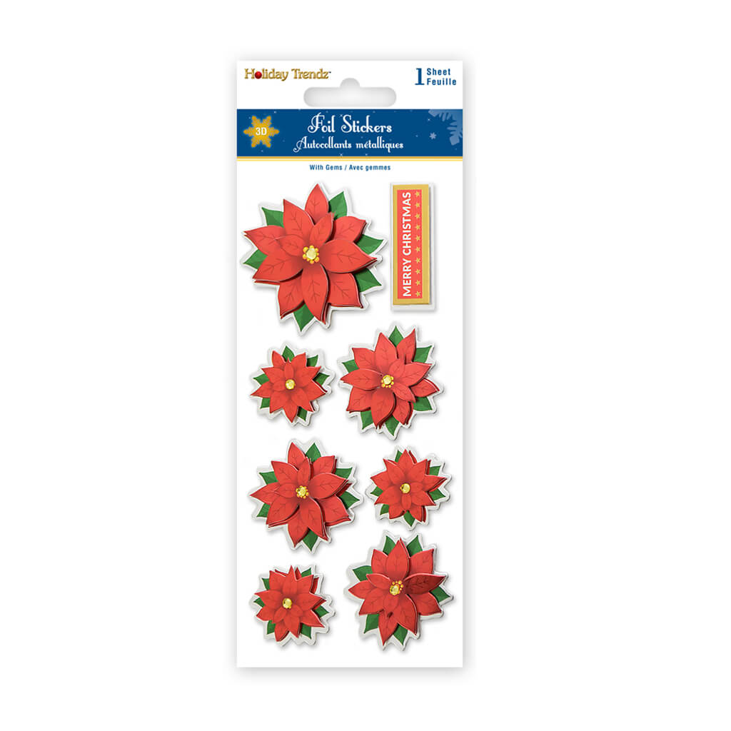 Holiday Stickers: 3D Foil Icons w/Gems Seasonal Icons, 3inx6.4in