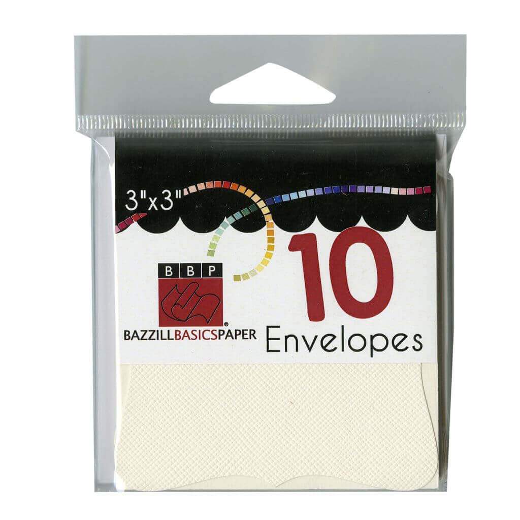 Bazzill 3in x3in Mini Folded Note Cards & Envelopes Pack