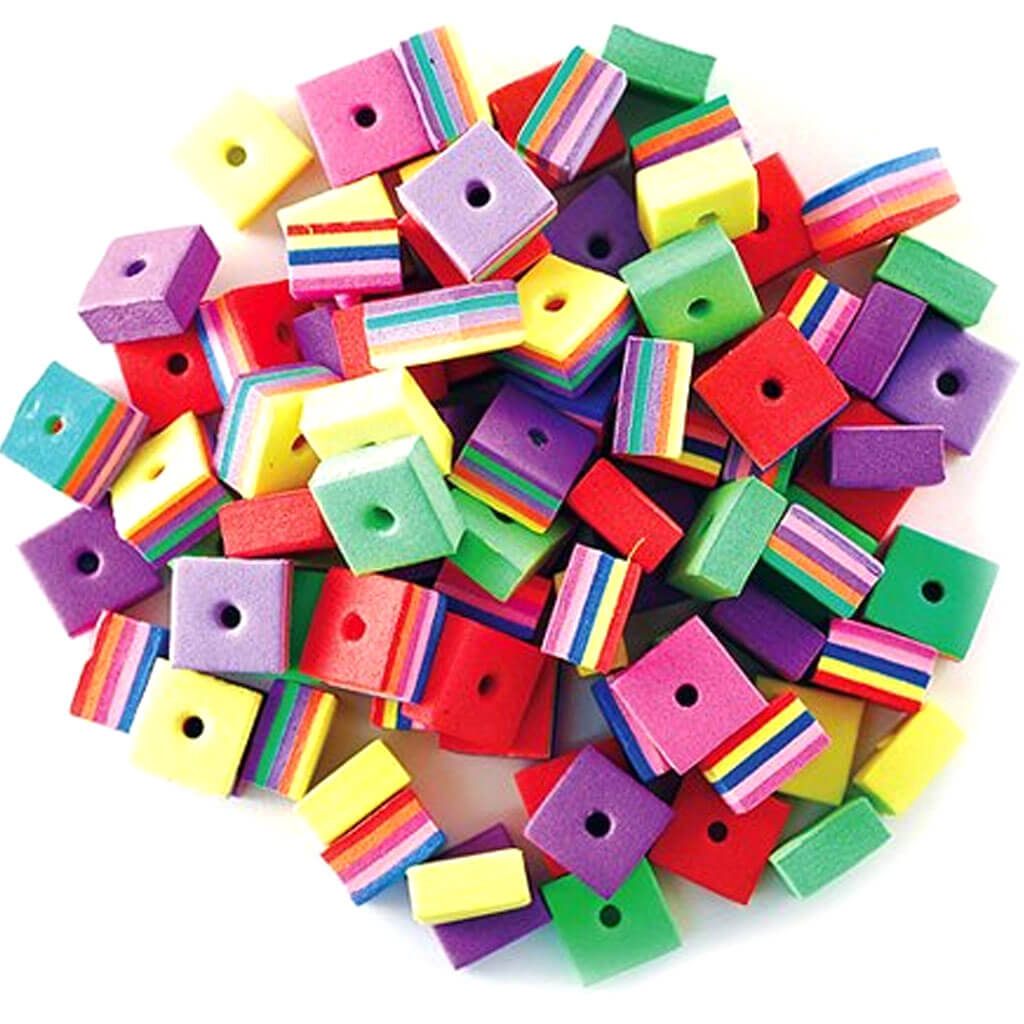 Krafty Kids: Fun Foam Fiesta Beads 88pc Asst 8mm Thick A Square