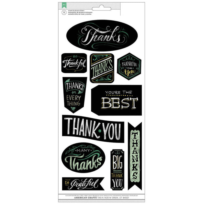 Paper Craft Stickers Chalkboard Sayings Signs & Tags 486 Thanks