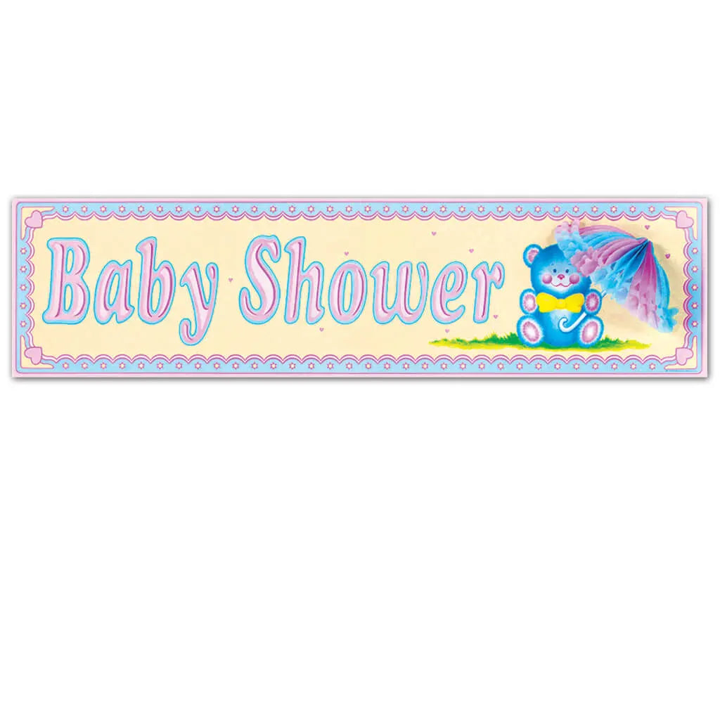 Baby Shower Sign with Tissue Parasol 8in x 31in