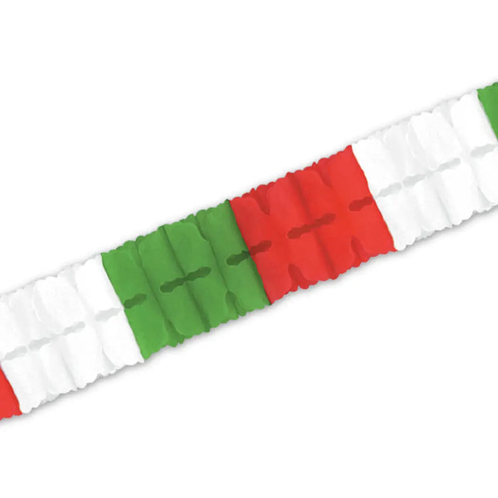 Leaf Garland 4.5in x 12ft, Red, White and Green