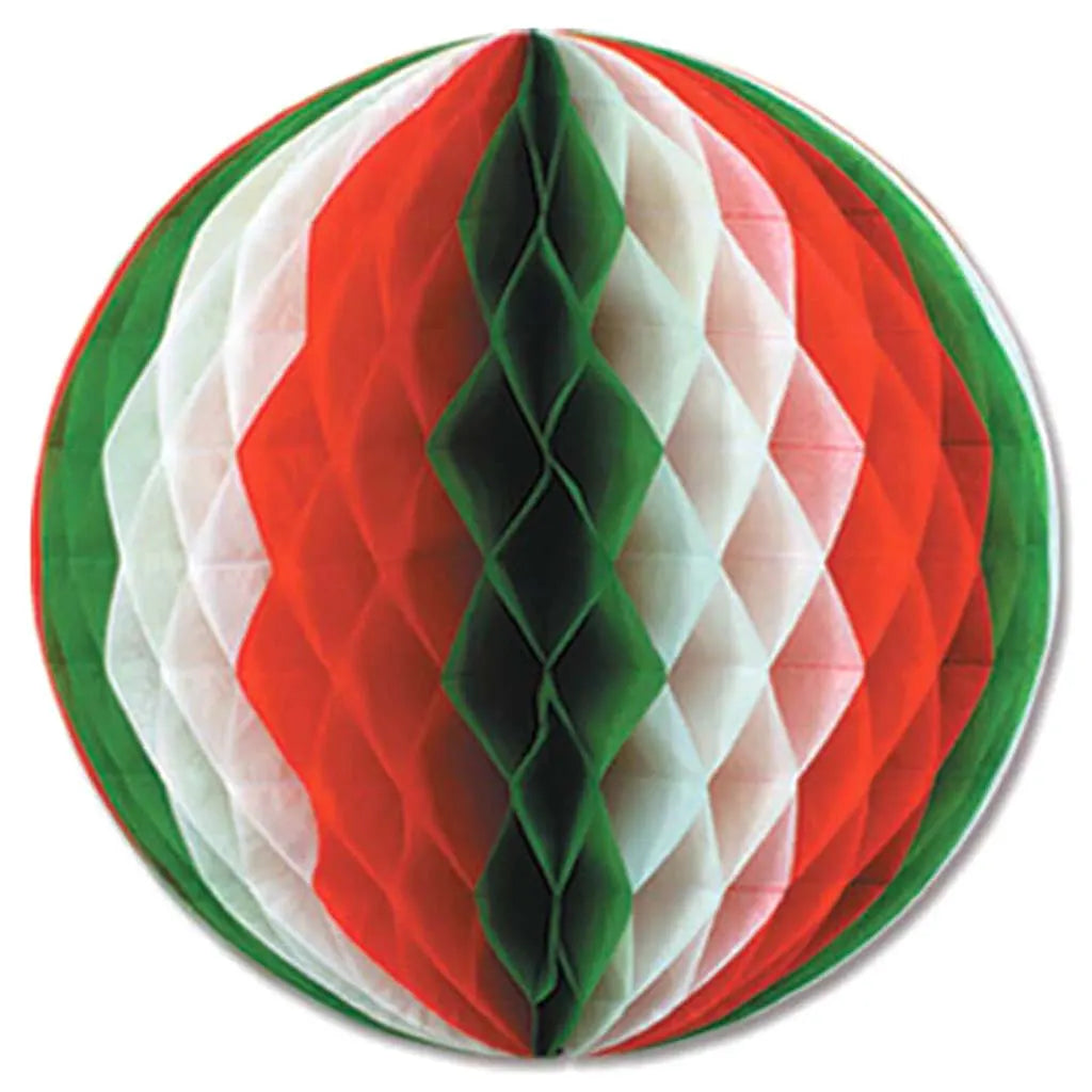 Tissue Ball 12in, Red White Green