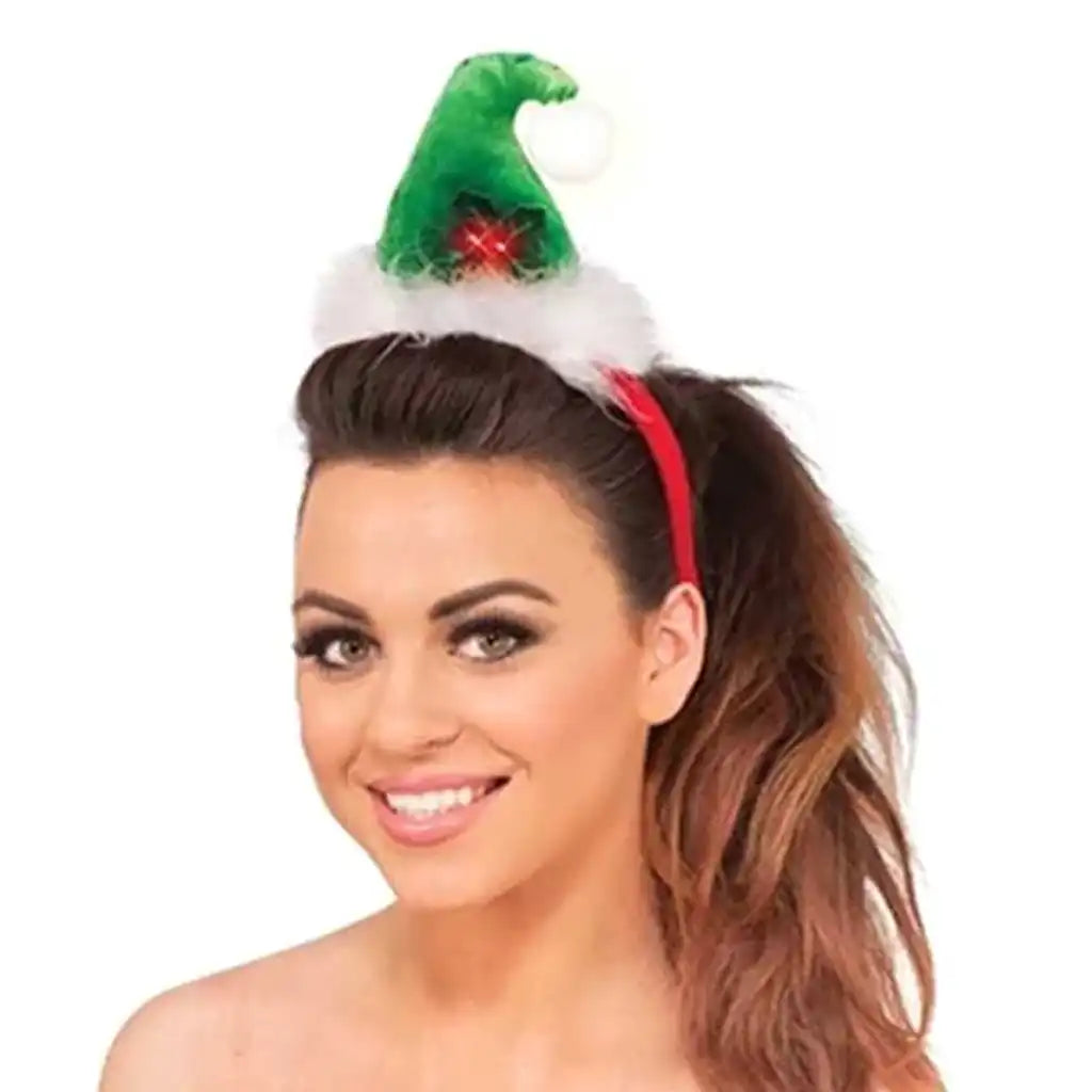 Adult Green Light Up Velour Mini Hat Headband