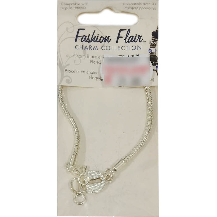 Fashion Flair 8in Snake Chain Bracelet with Lock&Key Clasp Sterling Silver