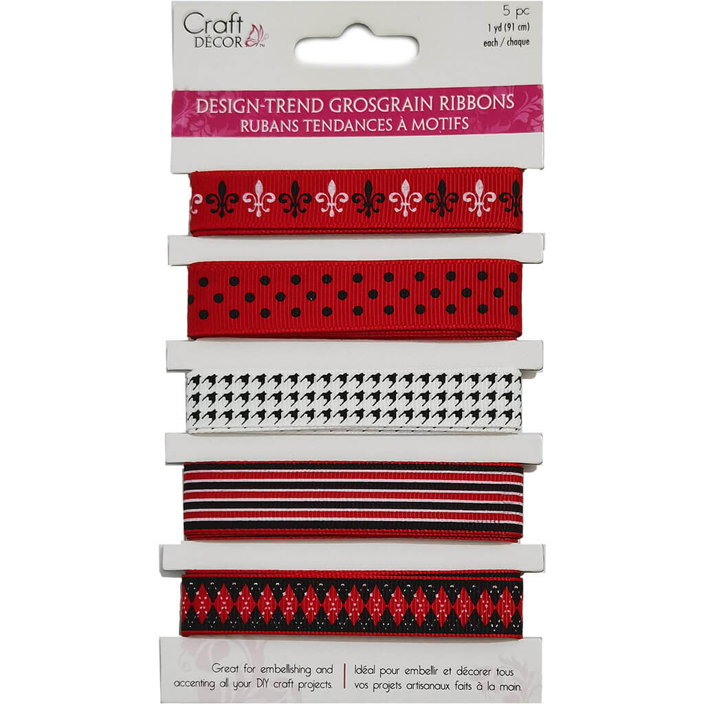 Craft Decor Ribbons: Grosgrain Design-Trends x5 1yd Each