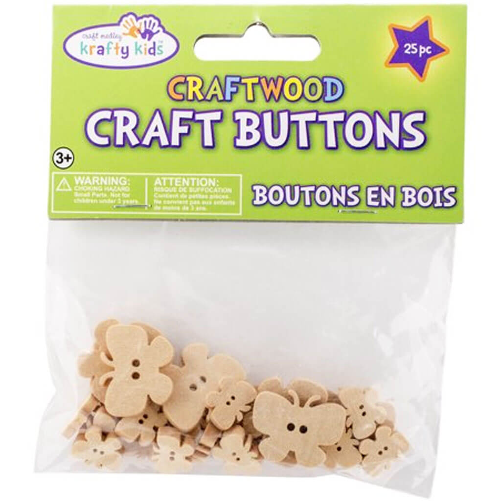 Craftwood Craft Shaped Button 25pc Butterfly