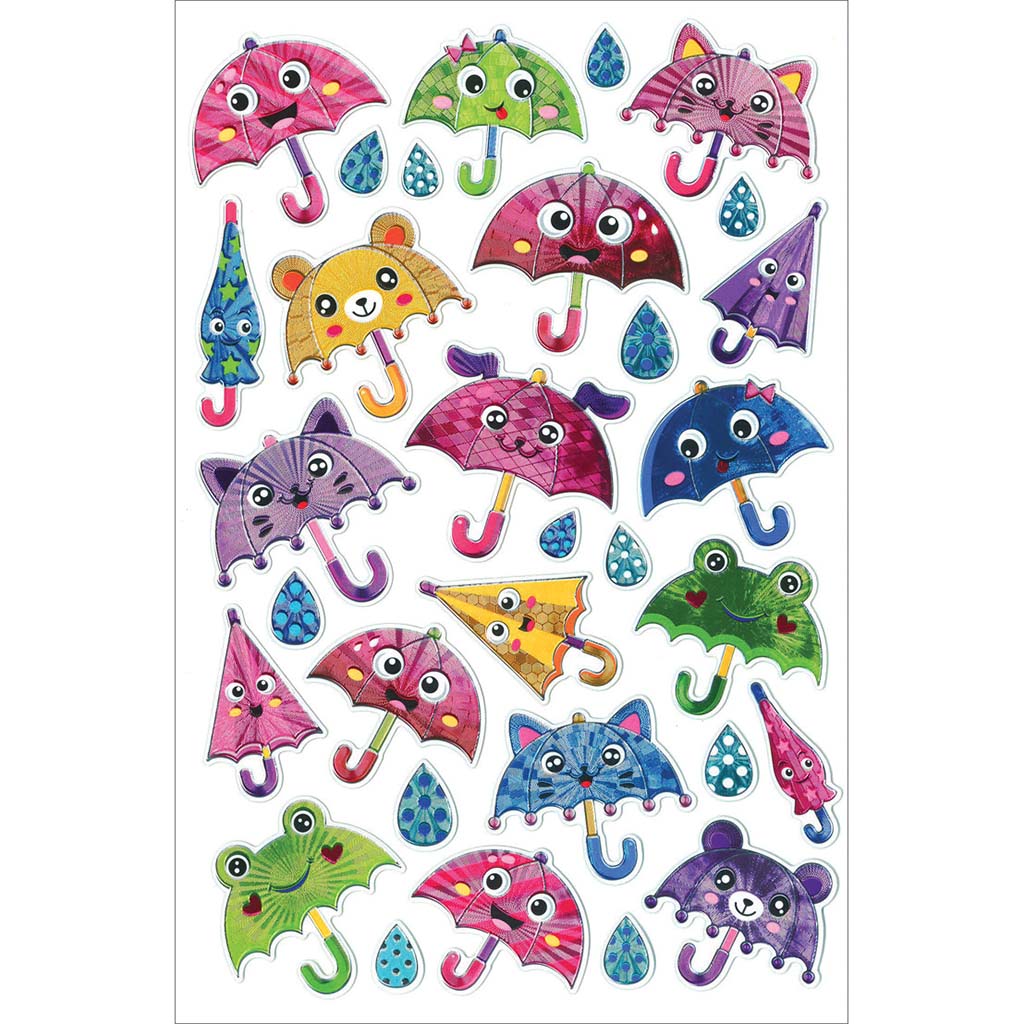 Paper Craft Sticker 5.5in x 8.25in Foil Fun, Umbrella