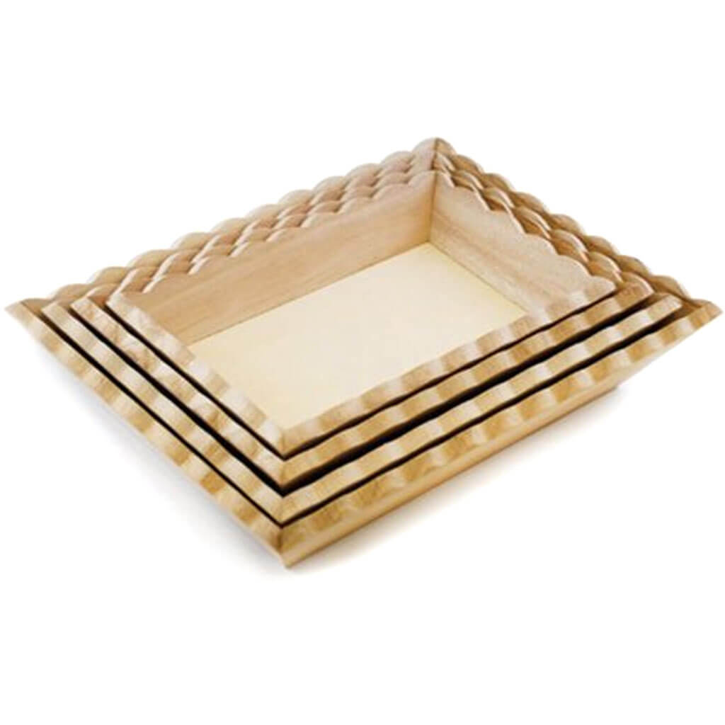 Wood Craft: 4.5in x 7.25in-7in x 8.75in Paintable Trays 4/Set