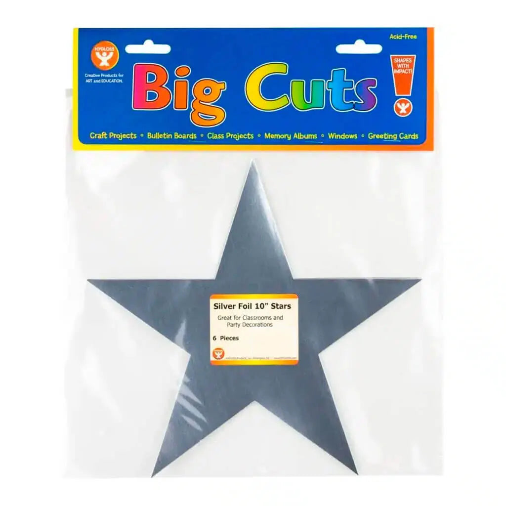 Silver Foilboard Star 10in, 6pc