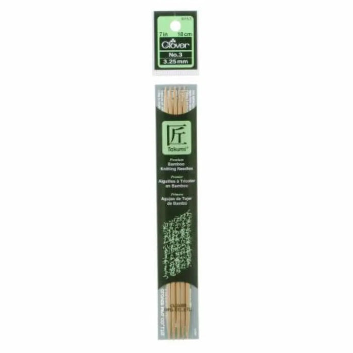 Bamboo Double Point Knitting Needles 7in, SIZE 3/SET 5/STD 3