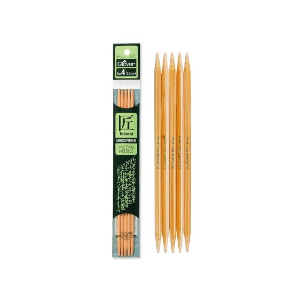 Bamboo Double Point Knitting Needles 7in, SIZE 4/SET 5/STD 3