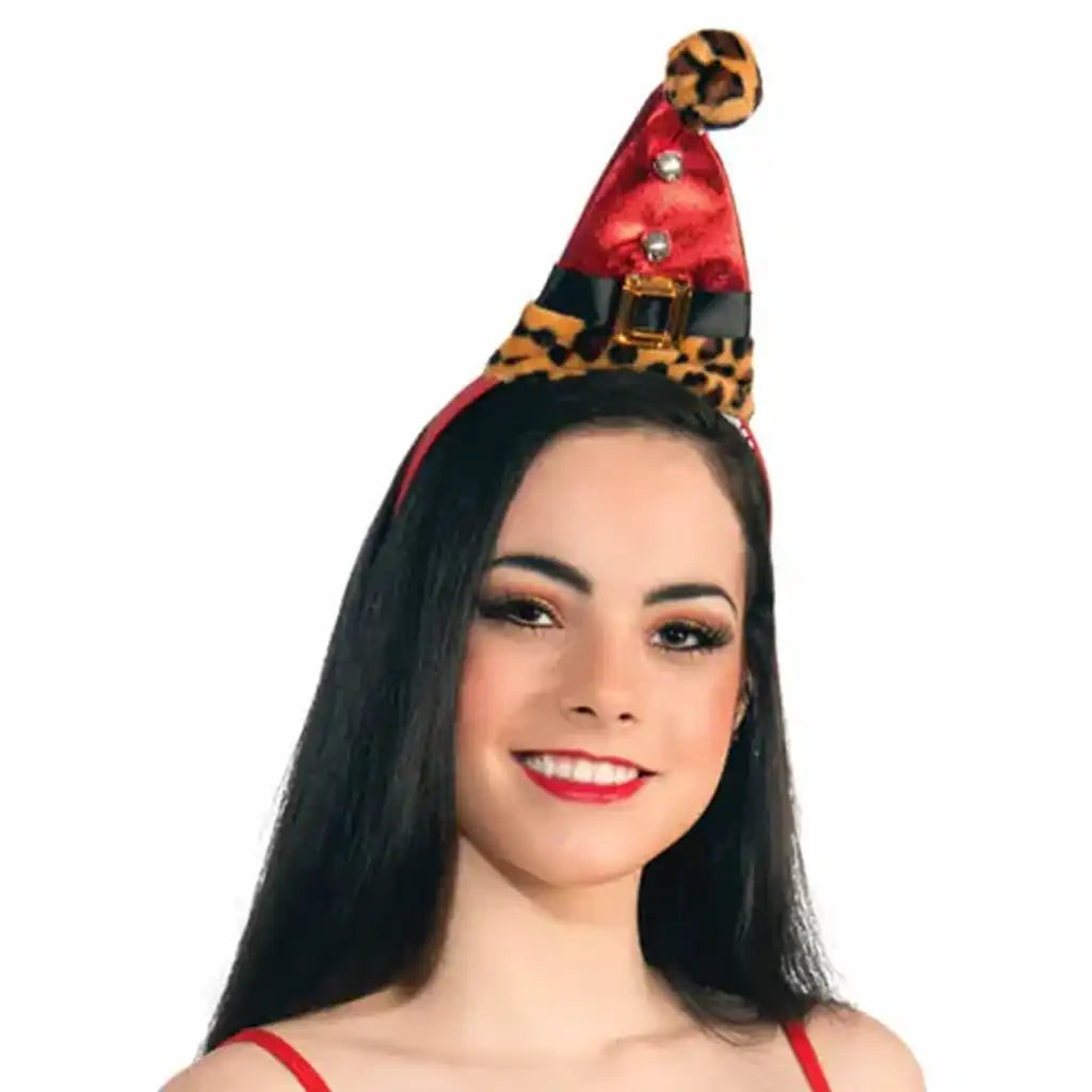 Leopard Santa Headband with Buckle