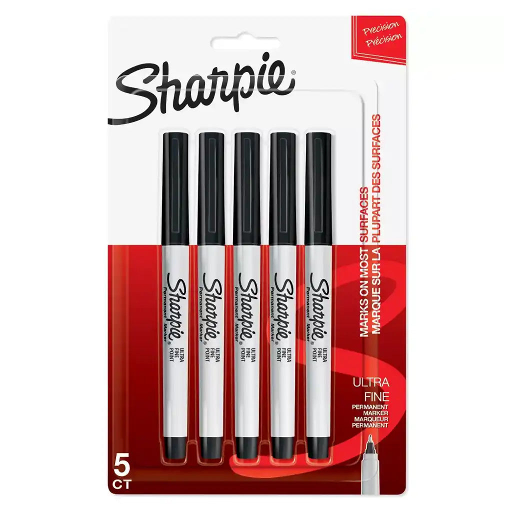 Markers 5-Pen Ultra-Fine Point Black Set