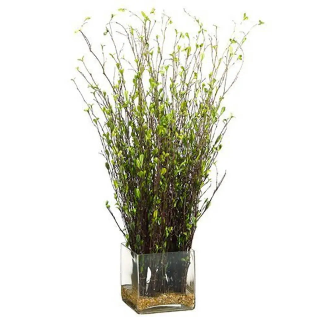 Bamboo Branches in Glass Vase 29in H x 11in W x 12in L