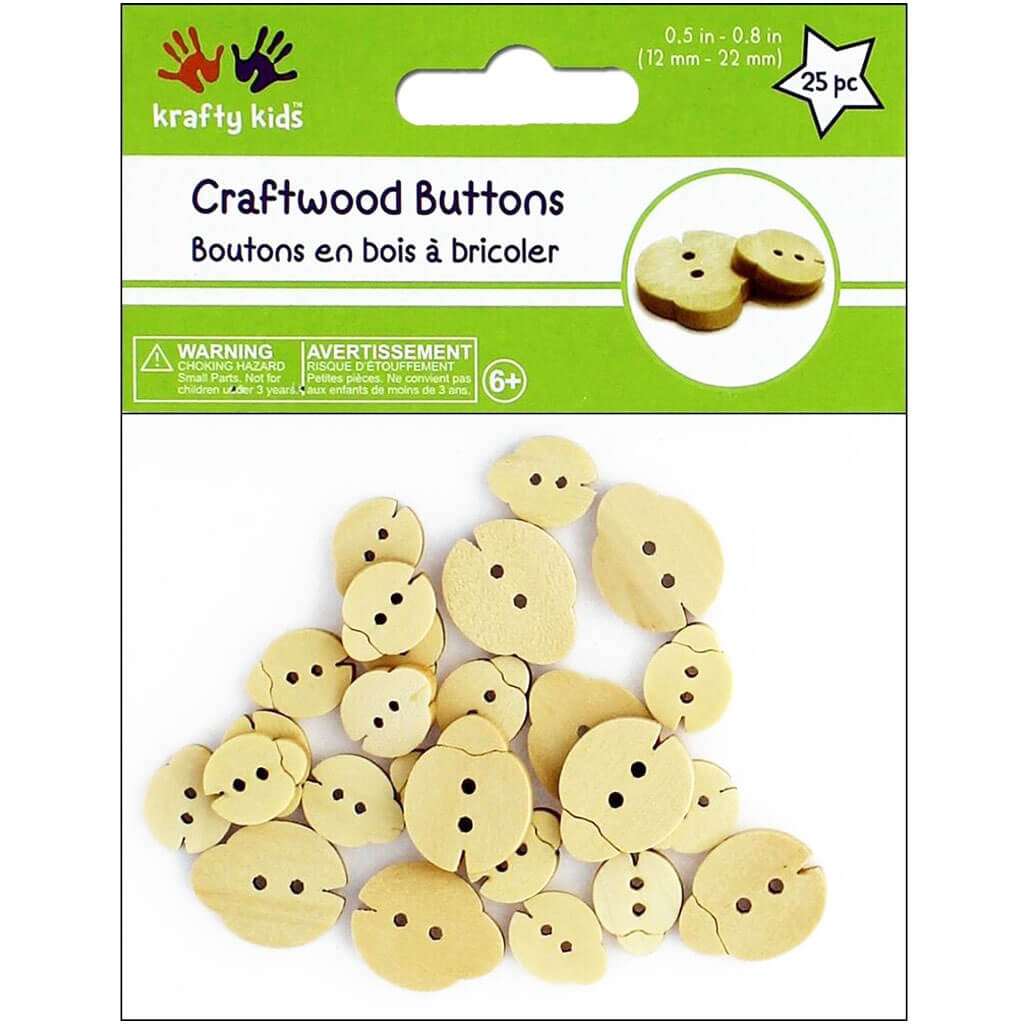 Craftwood Craft Shaped Button 25pc Ladybug