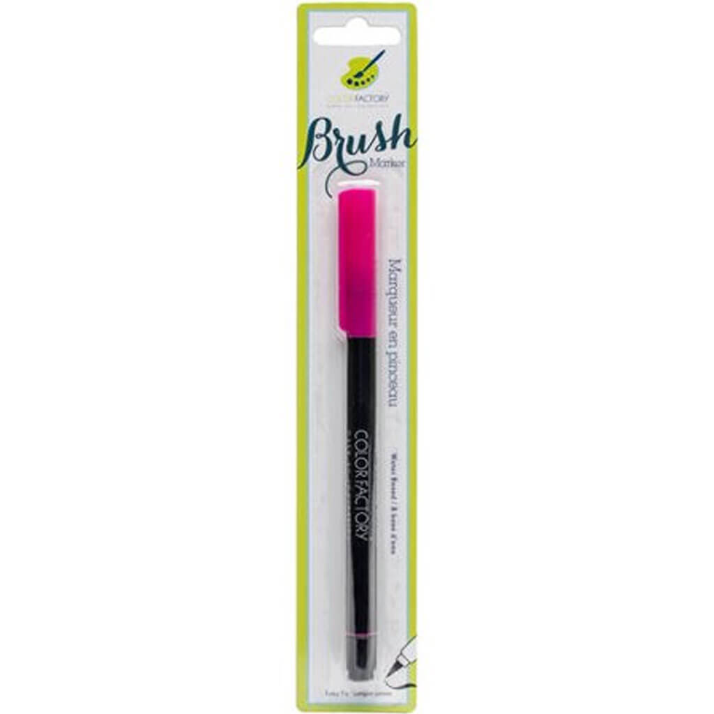 Color Factory Long-Tip Brush Marker, Hot Pink