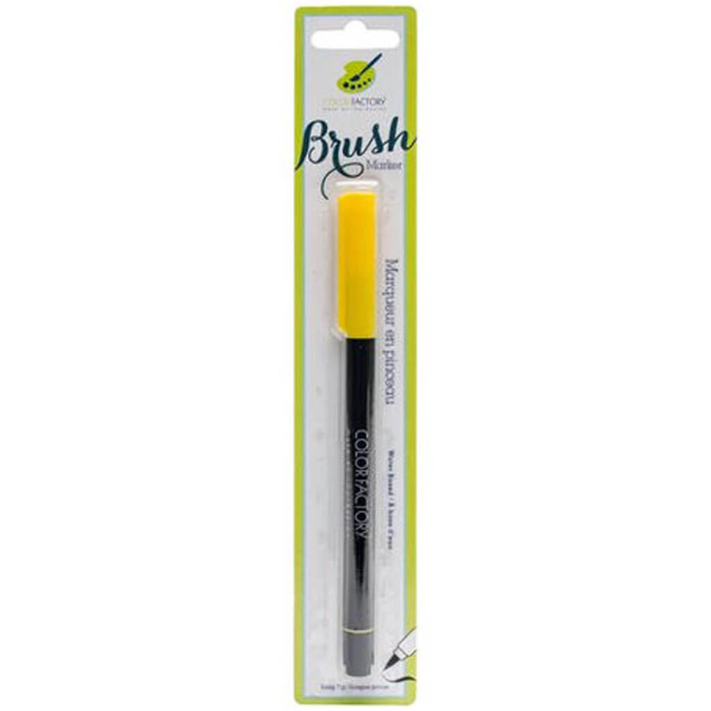 Color Factory Long-Tip Brush Marker, Yellow