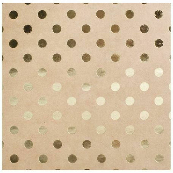 Scrapbook Paper 12in x 12in Bazzill Basics Foiled Kraft Paper, Dots