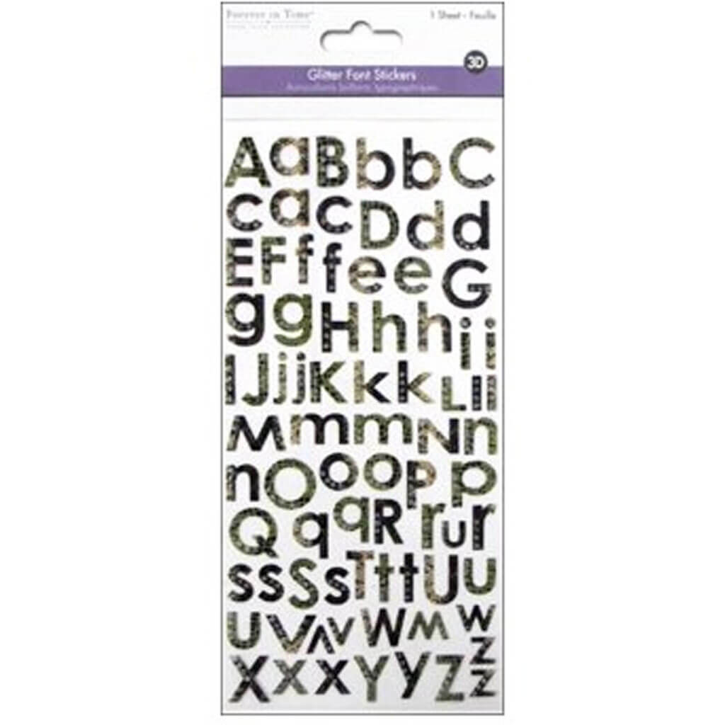 Paper Craft Stickers: 4in x 8in Glitter Alphabet