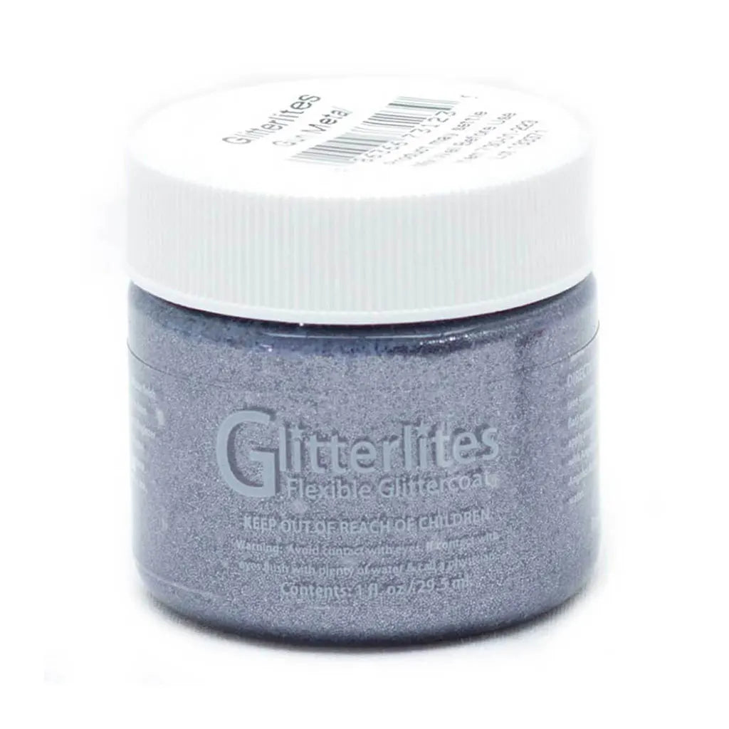 Angelus Glitterlites Flexible Glittercoat Paint 1oz Gunmetal