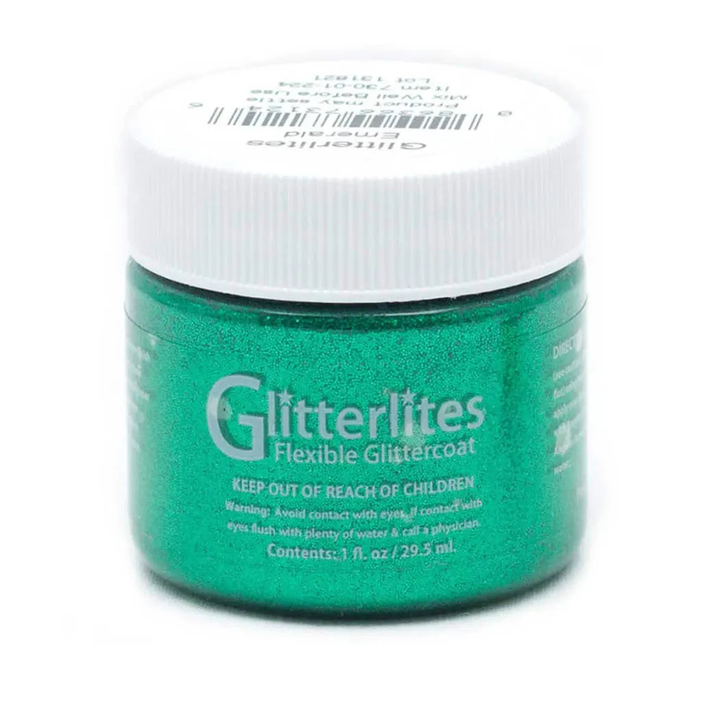 Angelus Glitterlites Flexible Glittercoat Paint 1oz Emerald