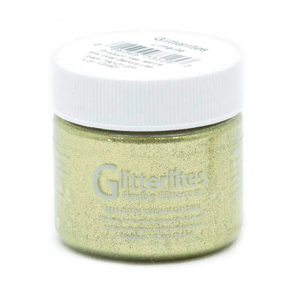 Angelus Glitterlites Flexible Glittercoat Paint 1oz Limelite