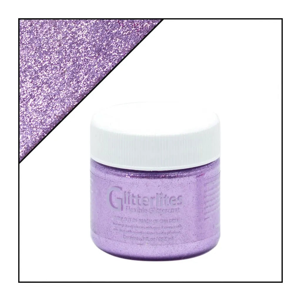 Angelus Glitterlites Flexible Glittercoat Paint 1oz Lavender