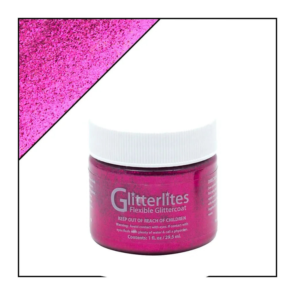Angelus Glitterlites Flexible Glittercoat Paint 1oz Berry