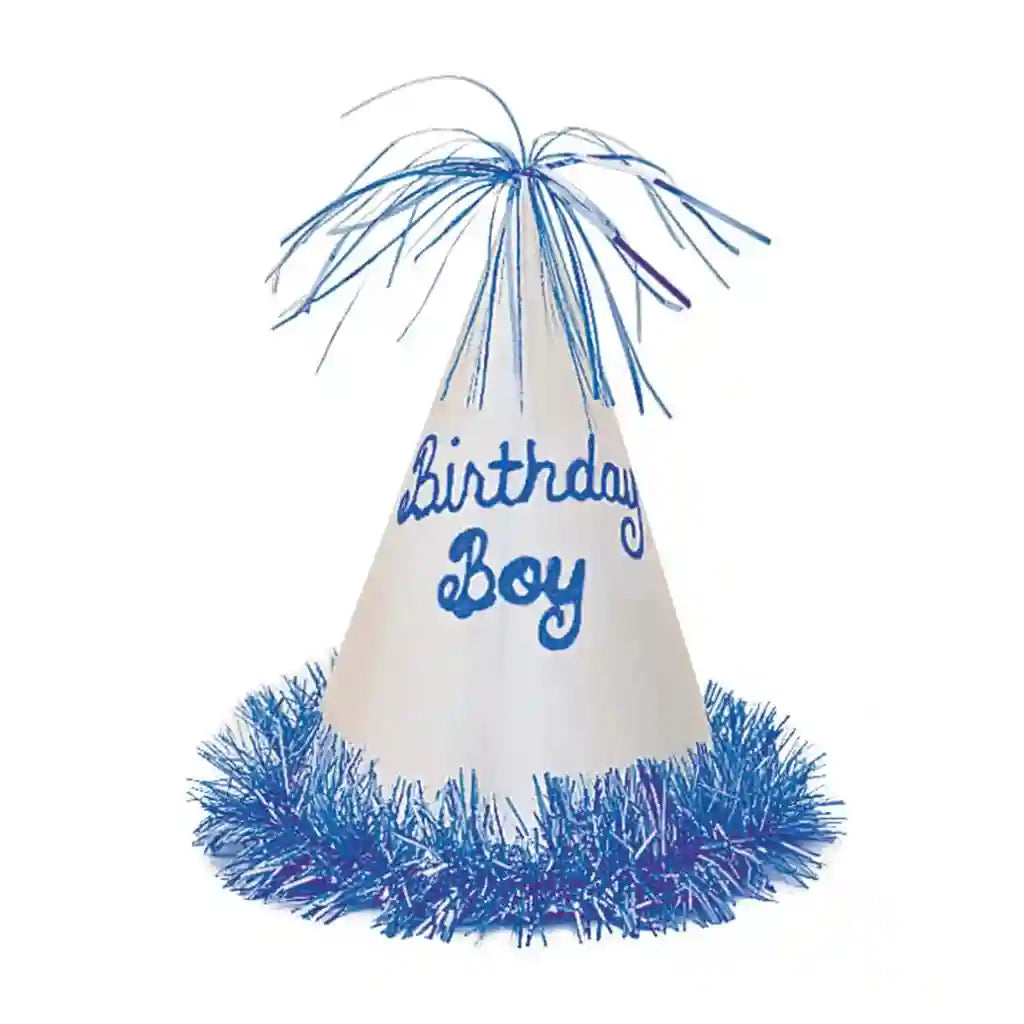 Birthday Boy Glitter Fringe Party Hat