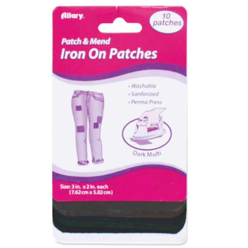 Iron-On Patchettes, Dark Asst, 10ct