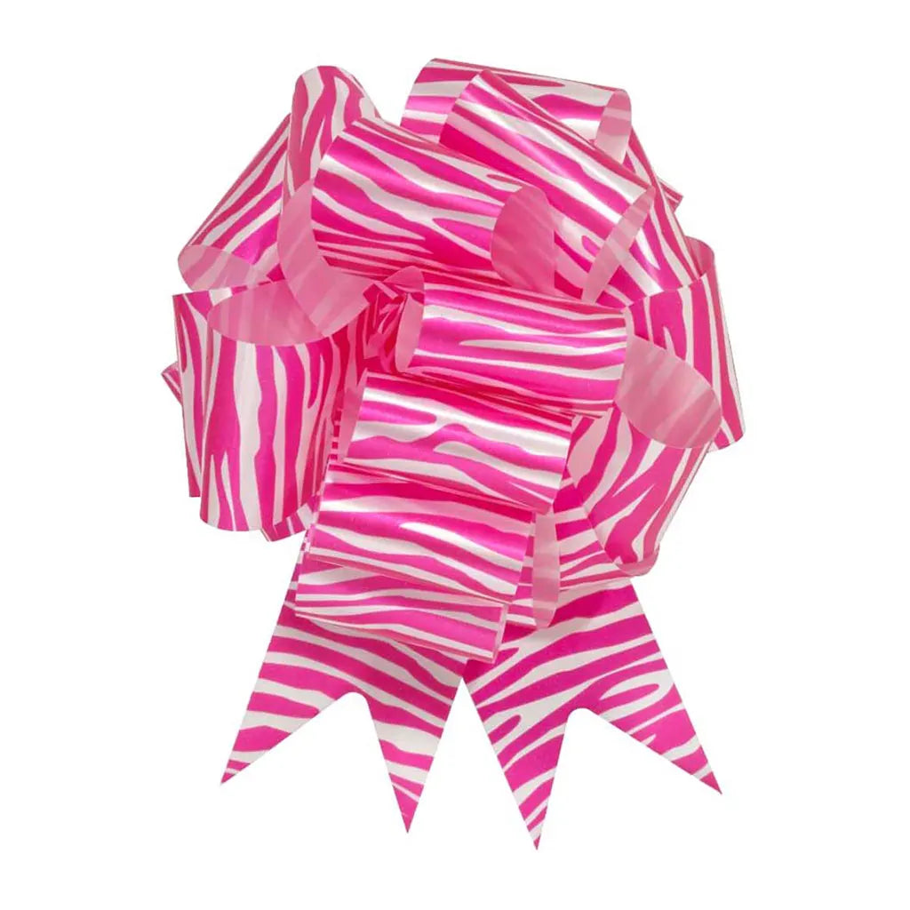 #40 Pull Bow Zebra Pink/White