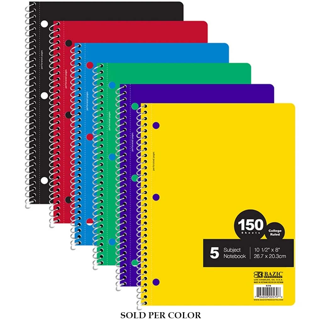 C/R 150ct 5-Subject Spiral Notebook