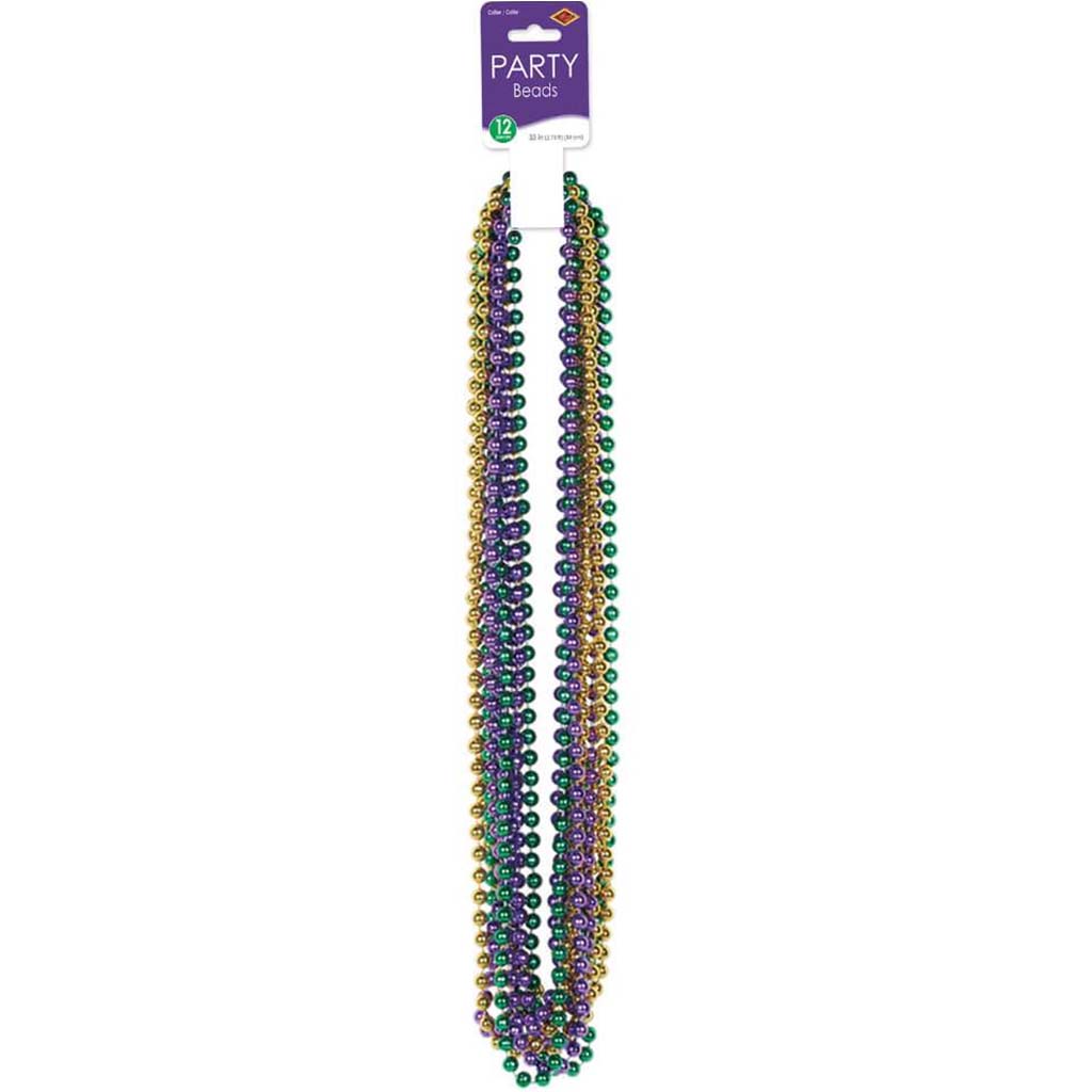 Party Beads Small Round, Mardi Grass