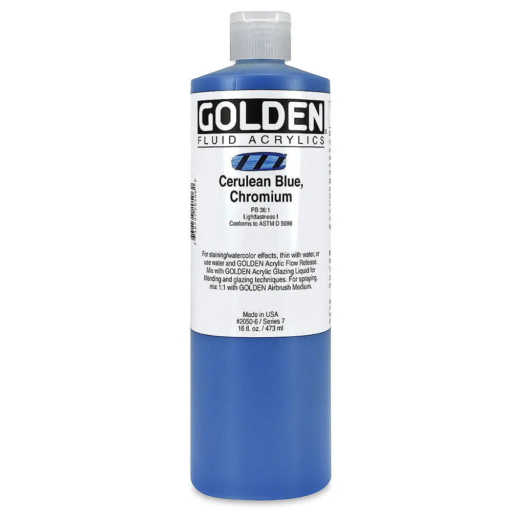Golden Fluid Acrylic 16oz Cerulean Blue Chromium S7