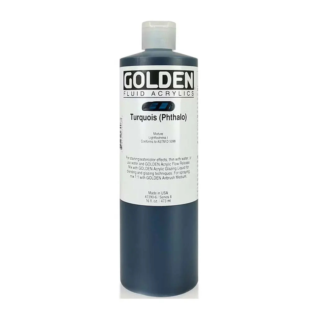 Golden Fluid Acrylic 16oz Turquoise (Phthalo) S4