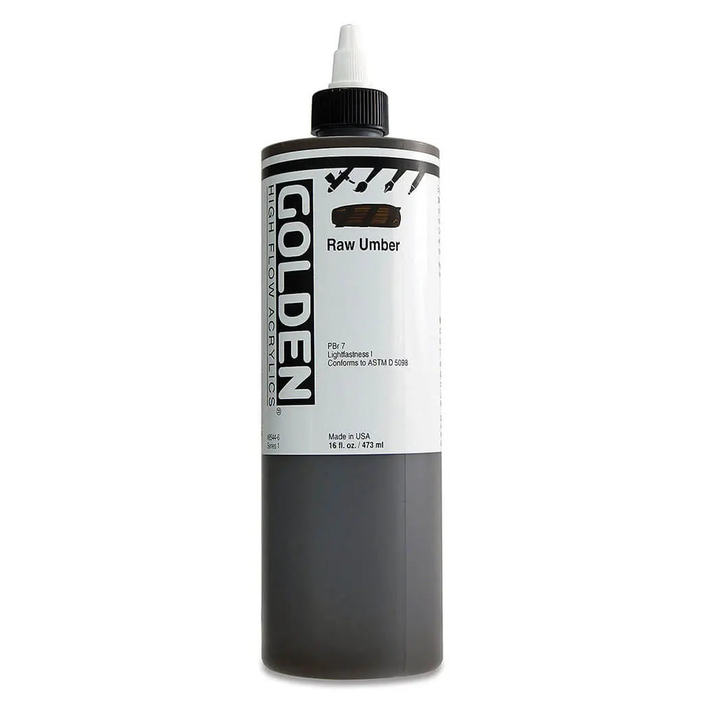 Golden High Flow Acrylic Paint 16oz Raw Umber S1