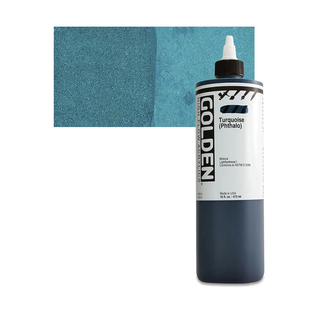 Golden High Flow Acrylic Paint 16oz Turquoise (Phthalo ) S4