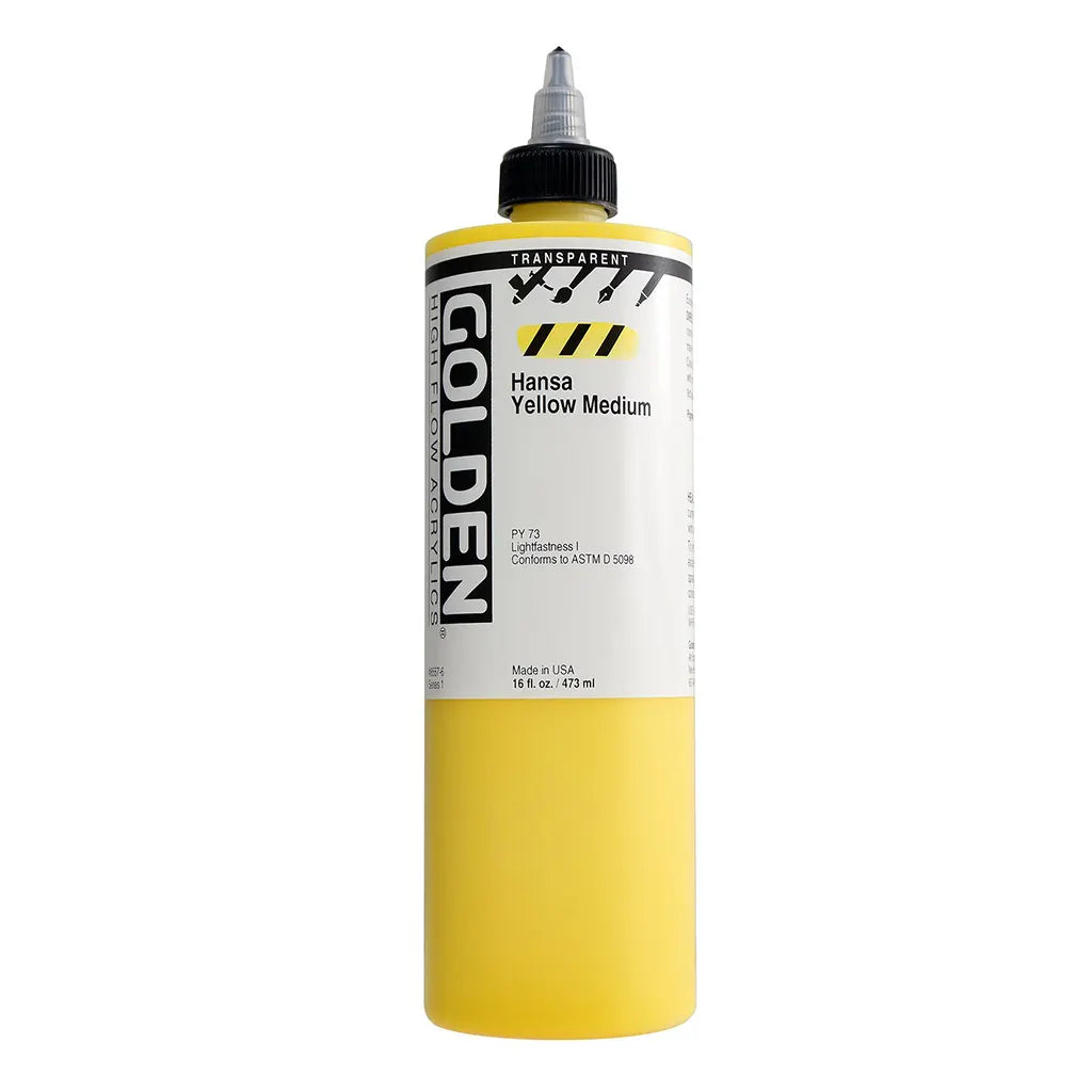 Golden High Flow Acrylic Paint 16oz Transparent Hansa Yellow Medium S1
