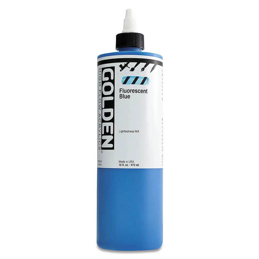 Golden High Flow Acrylic Paint 16oz Fluorescent Blue S5