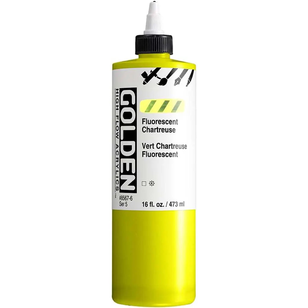 Golden High Flow Acrylic Paint 16oz Fluorescent Chartreuse S5
