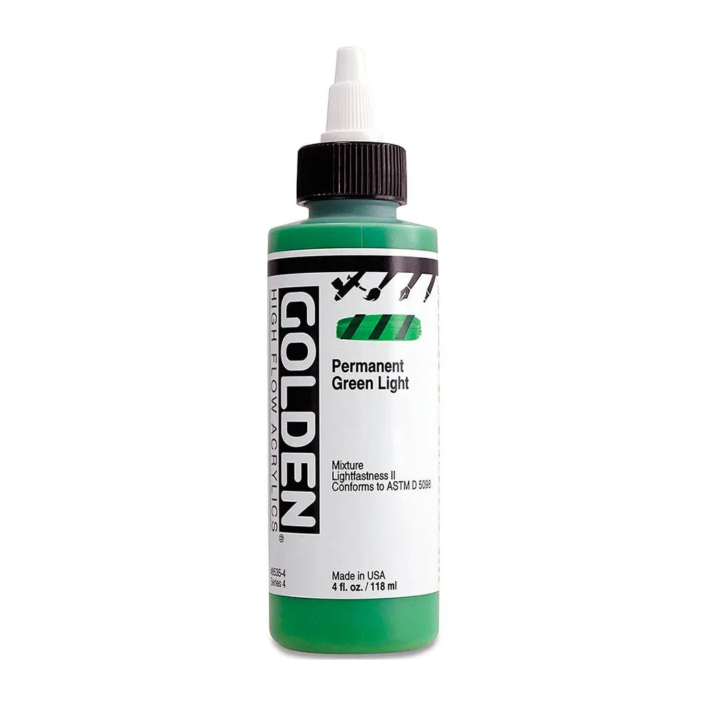Golden High Flow Acrylic Paint 4oz Permanent Green Light S4