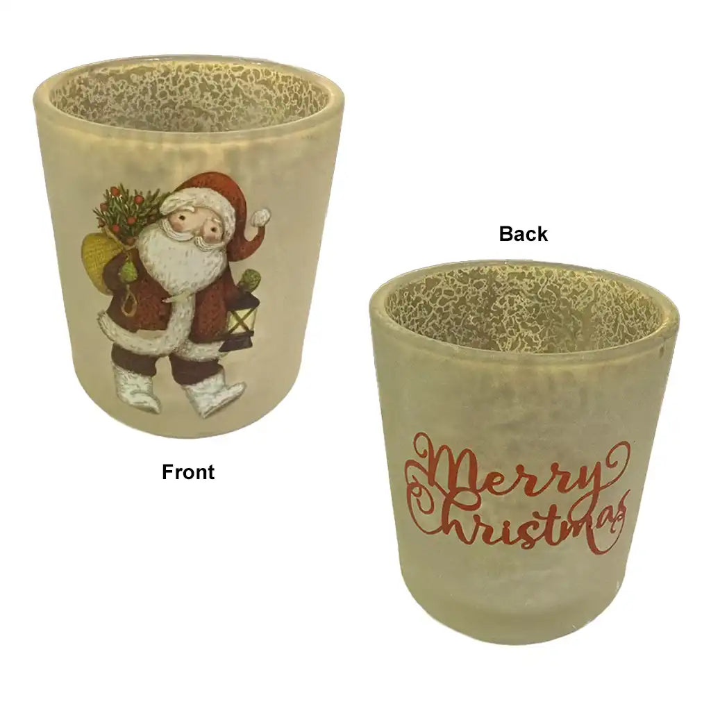 Glass Santa Candleholder, 4.25in