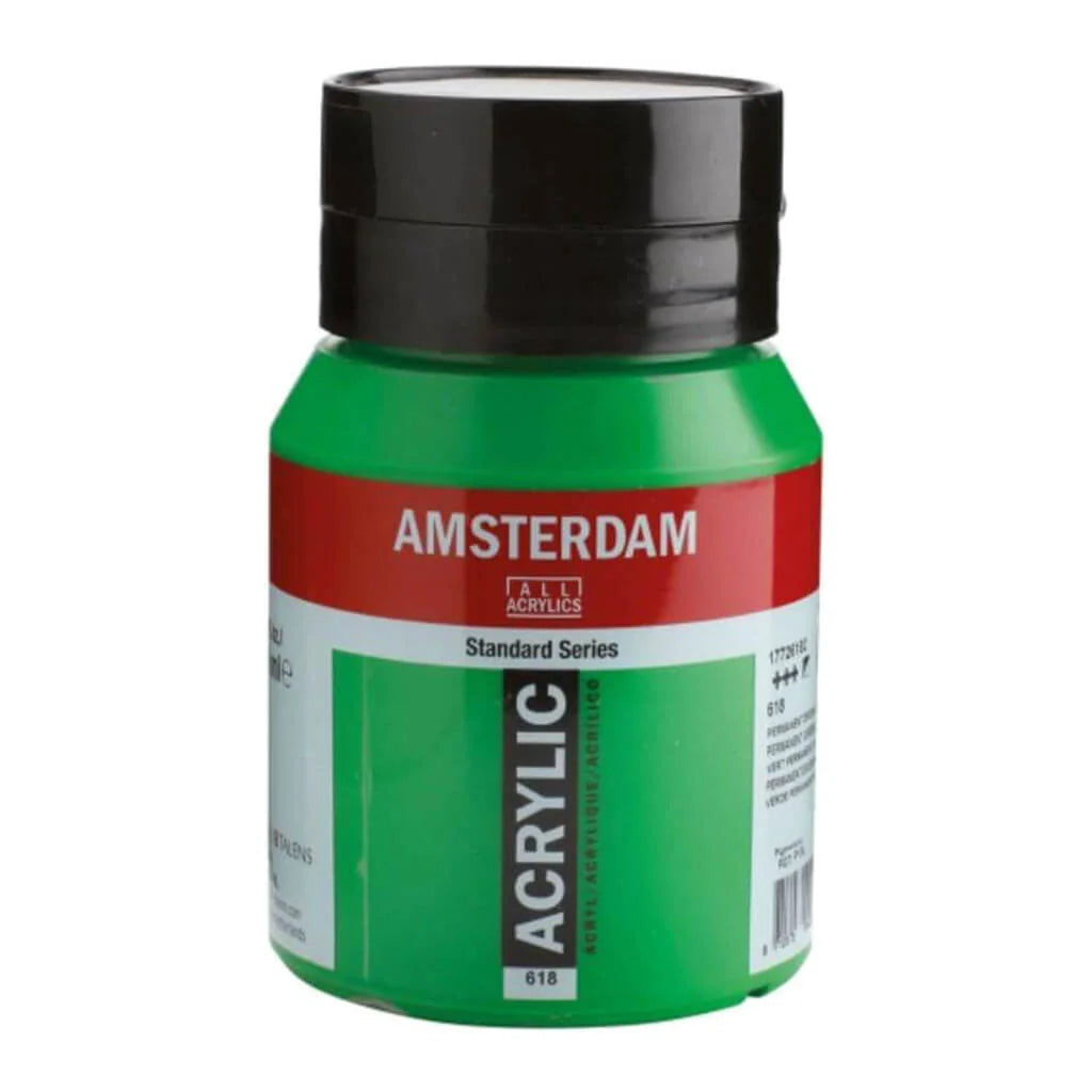 Amsterdam Standard Acrylic Paint Jar 500ml Permanent Green Light