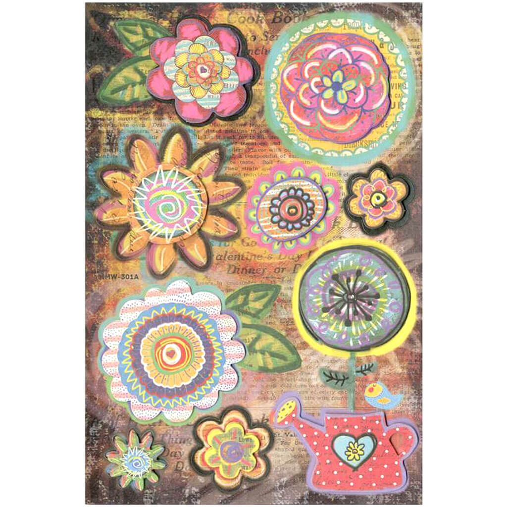 Handmade Sticker: 4.87in x7.25in 3D Boho-Chic